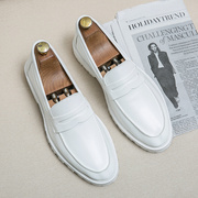 白皮鞋(白皮鞋)男潮流，软皮透气韩版休闲商务白色，男鞋影楼拍照小白鞋结婚鞋