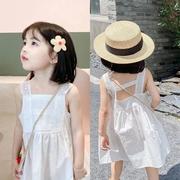 a女童蕾丝连衣裙韩版中小儿童装白色公主裙小女孩，夏季无袖背心裙