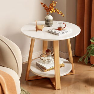 简易小茶几双层沙发网红北欧卧室阳台迷你小户型，边几实木小圆桌子