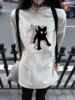 100%纯棉创意街头猫猫印花短袖t恤女夏季宽松圆领学生小众上衣ins