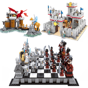 奥斯尼积木古代中世纪城堡，军事系列国际象棋，罗马拼装男孩玩具士兵