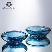 钻石星水晶玻璃厚重蓝色大果盘现代简约软装饰品工艺品家居摆件