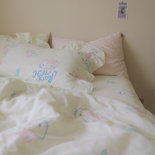 hellokitty蔷薇纯棉双层纱，被套日本卡通可爱梦幻女生宿舍床单