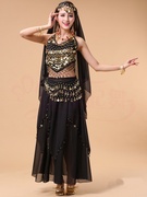高档白色肚皮舞演出服装，女黑色印度舞表演套装高档舞蹈服性感民族