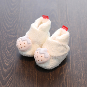冬季婴儿保暖鞋子加厚0一1岁加绒宝宝高帮棉鞋，婴儿雪地靴软底学步