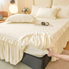 韩式纯色牛奶绒床笠式床裙二合一简约风加厚保暖单件床罩冬季床品
