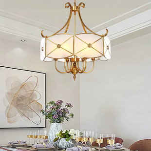 北欧现代简约全铜客厅吊灯个性创意房间卧室灯美式乡村风餐厅灯具