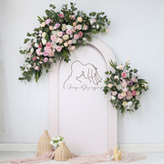 婚庆背景壁挂花艺粉色组合花排仿真玫瑰插花服装店橱窗道具绢花