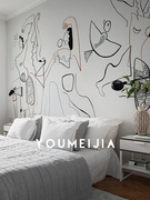 现代简约抽象墙纸客厅卧室背景墙布餐厅玄关装饰壁纸酒店定制壁画