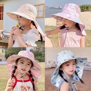儿童帽子夏宝宝渔夫帽，薄款男女儿童遮阳帽大帽檐沙滩帽透气可折叠