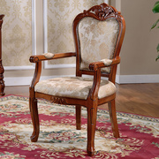 欧式餐椅实木橡木椅子，美式布艺扶手椅酒店扶手椅，628型号茶色