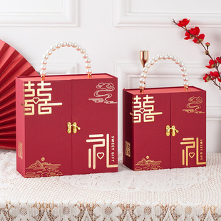 中式伴手礼盒结婚订婚手提大号高档喜糖盒伴娘回装盒空盒