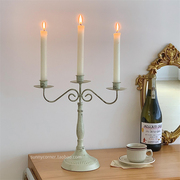 欧式复古做旧铁艺多头烛台，客厅餐桌氛围感长蜡烛装饰摆件拍摄道具