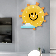 太阳创意简约家用挂钟可爱儿童，房表挂墙时钟静音现代钟表客厅时尚