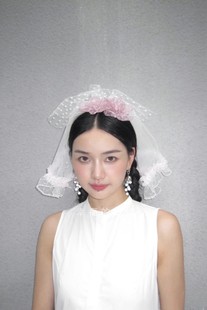 新娘头纱多层蓬蓬纱结婚求婚领证小头纱，蕾丝花边头饰超仙森系白色