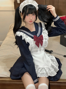 女仆装性感日系两件套甜辣妹海军领连衣裙围裙套装可爱jk水手制服
