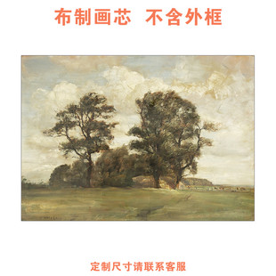 致橡树欧式复古装饰画心美式餐厅风景画复古文艺挂画芯电表箱装饰