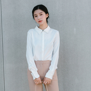 白衬衫女设计感小众雪纺长袖韩国简约2024春季OL气质职业百搭衬衣