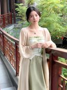 新中式国风配吊带裙，防晒衫女夏季法式甜美中长款空调罩衫外套
