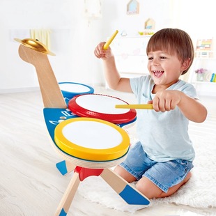hape三重动感架子鼓宝宝，早旋律智力音律，男女孩儿童木制益智玩具3+
