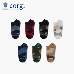 corgi柯基英国进口男女士，袜子迷彩撞色薄款船袜秋夏天浅口短袜