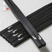 鹿蕊黑檀木筷子商用防滑防霉家用高档天然乌木筷中式套装