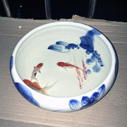 景德镇陶瓷鱼缸手绘荷花水浅金鱼乌龟水仙盆笔洗器小型办公室