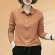 长袖女士衬衫秋季高端韩版衬衣德绒宽松遮肉百搭减龄洋气小衫