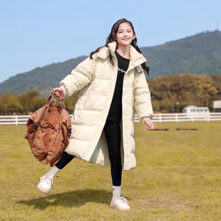 女童冬装羽绒服2023儿童洋气大童冬季女孩中长款加厚高端外套