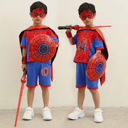 六一节儿童d蜘蛛侠套装，cos超人衣服角色，扮演男童美国队长演出服装