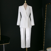 白色西装套装女2024春秋，欧美时尚修身西服外套，气质ol职业通勤
