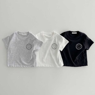 儿童短袖t恤夏季薄款韩版小熊印花男女，宝宝半袖上衣婴儿纯棉衣服