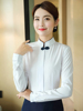 职业套装女白色短袖衬衫酒店，前台珠宝店工作服，短袖工装中国风