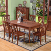 小户型美式实木餐桌深棕色条桌八角桌餐椅组合白蜡木乡村风格