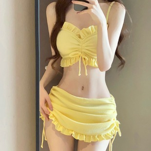 韩国ins夏季高级感比基尼，性感显瘦沙滩，度假裙式分体泳衣温泉泳装