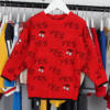 韩版童装男童红色毛线衣儿童提花套头中长款针织衫