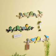 田园木质家居装饰小鸟，挂钩创意玄关北欧动物，免打孔钥匙壁挂置物架
