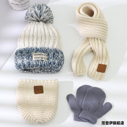 冬季儿童毛线帽子围巾包包手套，四件套宝宝加绒三件套婴儿两件套潮
