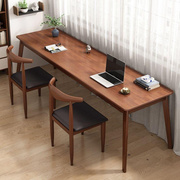 一体桌子双人组合简易长条办公桌，家用卧室靠墙窄桌椅书桌学习桌子