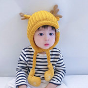 宝宝帽子冬季毛线加绒保暖护耳，帽男女童可爱超萌儿童，套头帽子秋冬