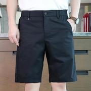 休闲短裤男士夏季西装五分裤夏装直筒修身宽松中裤子男款黑0302b