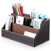 商务办公用品 创意笔筒 多功能文具收纳皮革桌面收纳盒木质
