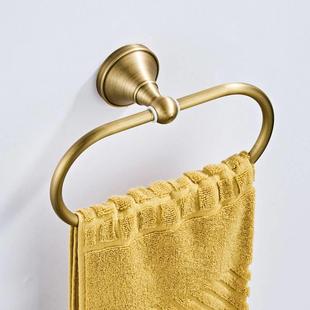 供应古铜色椭圆形浴室墙壁挂式五金，挂件毛巾环仿古款黄铜材质