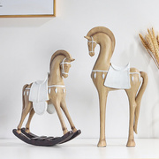 北欧仿木质树脂工艺品马摆件(马，摆件)客厅公装饰品创意复古动物摆件