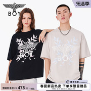 boylondon24夏男女同款短袖月桂，logo印花设计感休闲t恤n01009