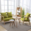 北欧单人沙发椅实木，布艺现代简约咖啡厅奶，茶店卡座双人小户型椅子