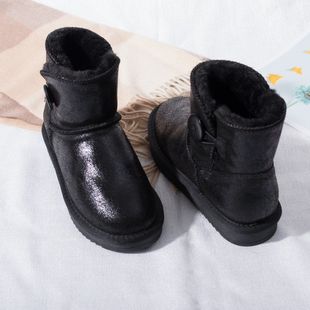 欧美雪地靴短筒时尚保暖靴子冬季真牛皮加绒时装靴女靴长筒靴