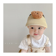 日本婴儿帽子夏季宝宝防紫外线遮阳防晒帽太阳帽空顶草帽可折叠大