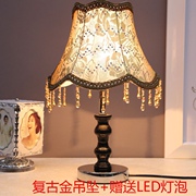 韩式创意简约欧式台灯温馨卧室床头灯时尚创意装饰灯木艺台灯北欧