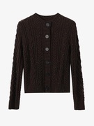 今年流行麻花棕色单排扣毛衣，开衫女设计感时髦洋气，高级感气质毛衣